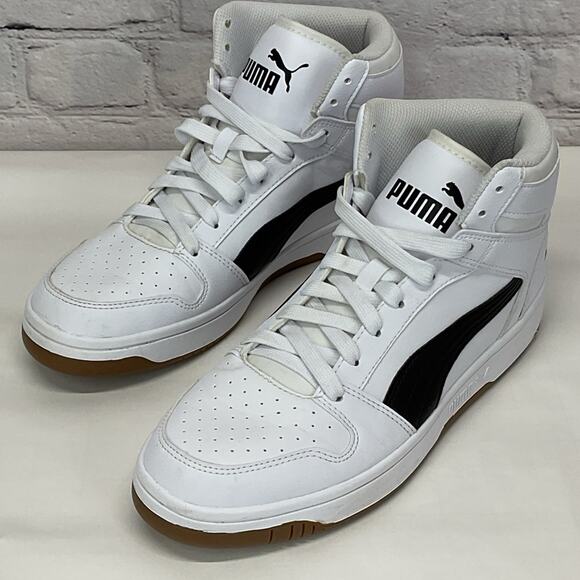Puma Rebound LayUp High Top Sneakers 369573-24 Men's Size 9.5 White/Black Sports - Picture 3 of 9
